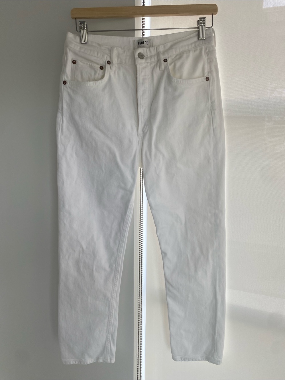 Agolde Riley Cropped Straight White Jeans Size 28